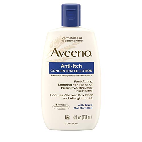 Book Cover Aveeno Anti-Itch Concentrated Lotion with Calamine and Oat, Skin Protectant for Fast-Acting Itch Relief from Poison Ivy, Insect Bites, Chick Pox, and Allergic Itches, 4 fl. oz