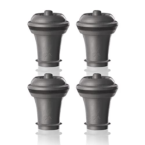 Book Cover Vacu Vin Wine Saver Vacuum Stoppers - Set of 4 - Gray - for Wine Bottles - Keep Wine Fresh for Up to a Week with Airtight Seal - Compatible with Vacu Vin Wine Saver Pump