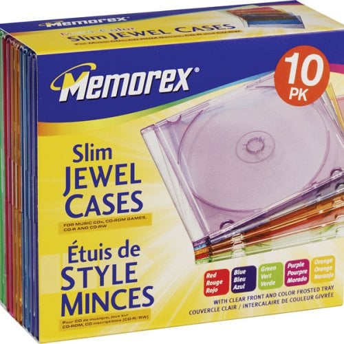 Book Cover Memorex 10-Pack CD Slim Jewel Cases 5mm - Assorted Colors