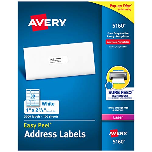 Book Cover Avery Address Labels with Sure Feed for Laser Printers, 1