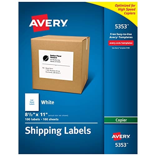 Book Cover Avery Shipping Labels for Copiers, 8-1/2