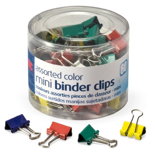 Book Cover OfficemateOIC Mini Binder Clips, Assorted Colors, 60 Clips per Tub (31024)