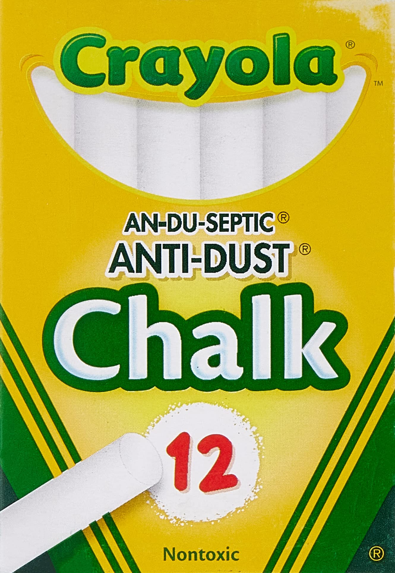 Book Cover Crayola Nontoxic Anti-Dust Chalk, White, 12 Sticks/Box (50-1402)