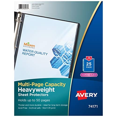 Book Cover Avery 74171 Multi-Page Top-Load Sheet Protectors, Heavy Gauge, Letter, Clear (Pack of 25)