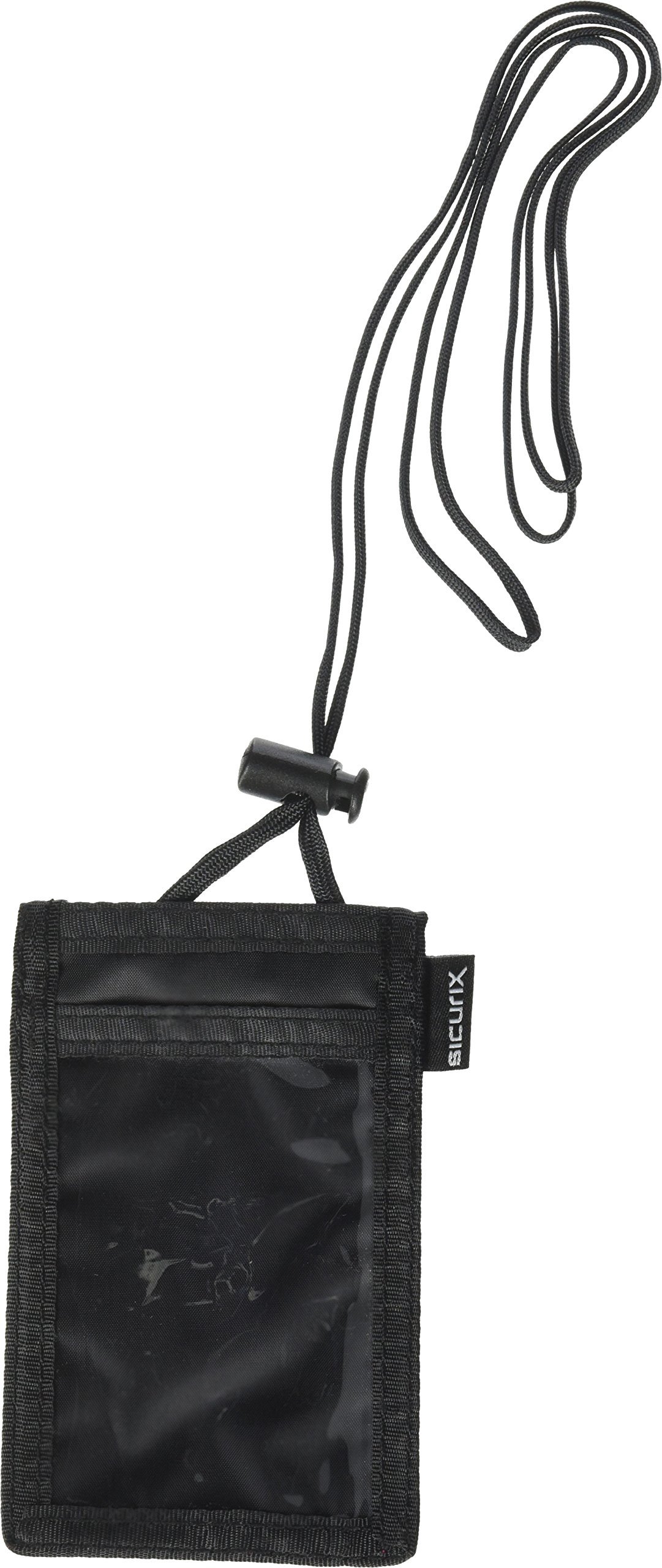 Book Cover Black VERTICAL ID Neck Pouch With Adjustable Lanyard