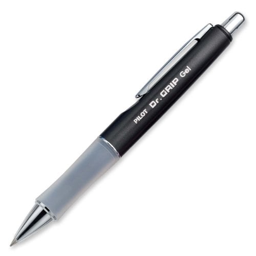 Book Cover Pilot Dr. Grip Limited Retractable Rolling Ball Gel Pen, Fine Point, Charcoal Gray Metallic Barrel, Black Ink (36270)