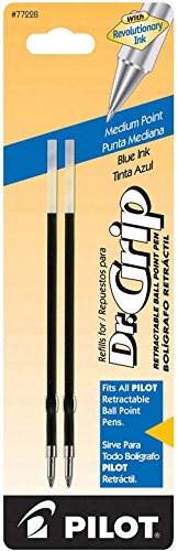 Book Cover PILOT Dr. Grip Ballpoint Ink Refills for Retractable Pens, Medium Point, Blue Ink, 2-Pack (77228)