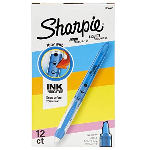 Book Cover SHARPIE Liquid Highlighters, Chisel Tip, Blue, Box of 12