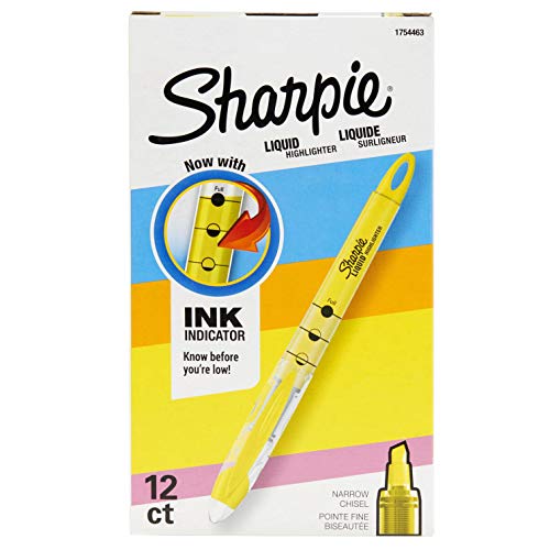 Book Cover SHARPIE Liquid Highlighters, Chisel Tip, Fluorescent Yellow, 12 Count