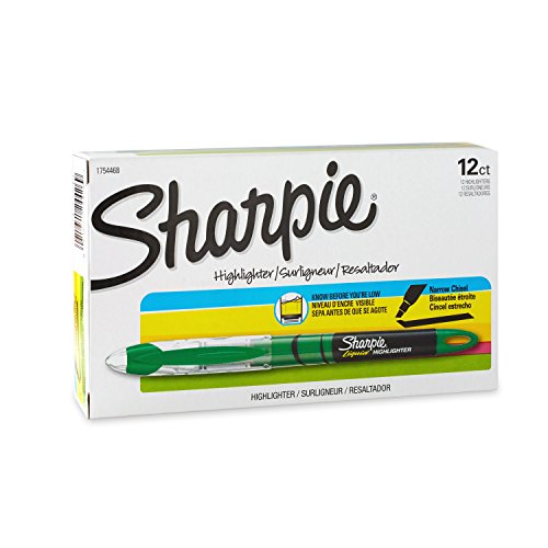 Book Cover Sharpie 1754468 Accent Sharpie Pen-Style Highlighter, Fluorescent Green, 12-Pack