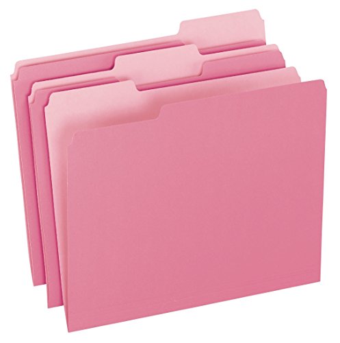 Book Cover Pendaflex Two-Tone Color File Folders, Letter Size, 1/3 Cut, Pink, 100 Per box (152 1/3 PIN)