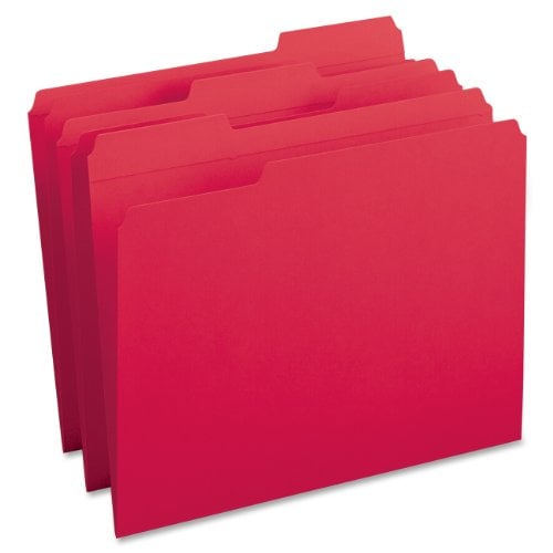 Book Cover Smead File Folder, Reinforced 1/3-Cut Tab, Letter Size, Red, 100 per Box (12734)