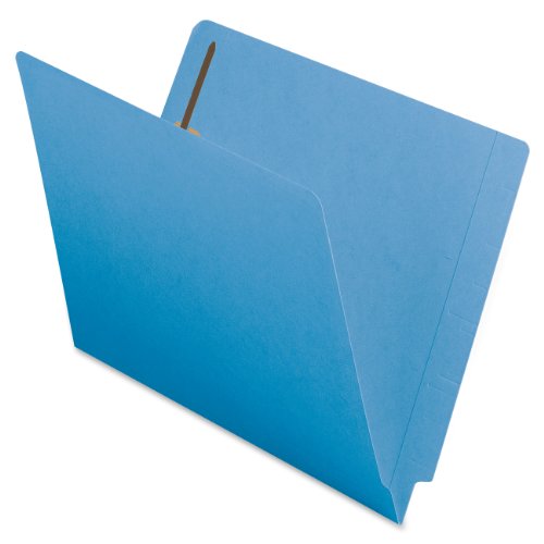 Book Cover Smead End Tab Fastener File Folder, Shelf-Master Reinforced Straight-Cut Tab, 2 Fasteners, Letter Size, Blue, 50 per Box (25040)