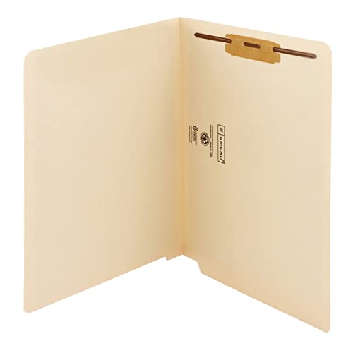 Book Cover Smead End Tab Fastener File Folder, Shelf-Master® Reinforced Straight-Cut Tab, 1 Fastener, Letter Size, Manila, 50 per Box (34110)