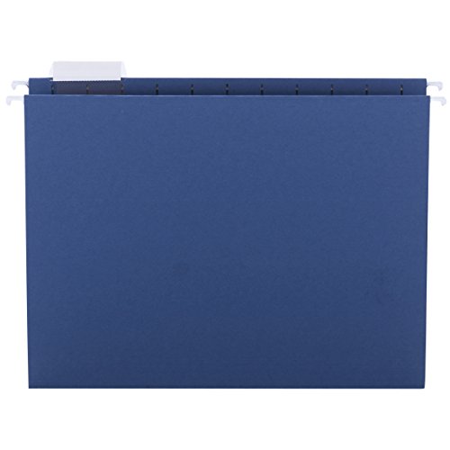 Book Cover Smead Hanging File Folder with Tab, 1/5-Cut Adjustable Tab, Letter Size, Navy, 25 per Box (64057)