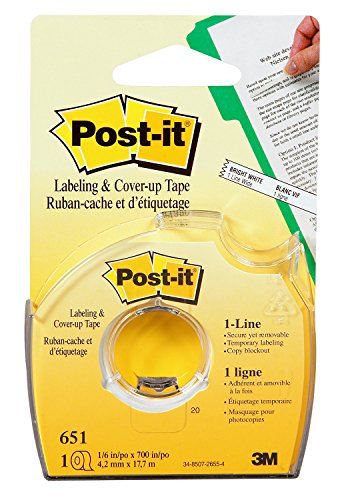 Book Cover Post-it Labeling and Cover-Up Tape 651, 1/6-inch x 700 Inches