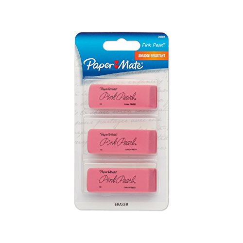 Book Cover Paper Mate Pink Pearl Erasers, Medium, 3 Count