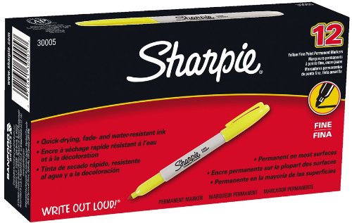 Book Cover Sharpie Fine Point Permanent Markers, 12 Yellow Markers(30005)