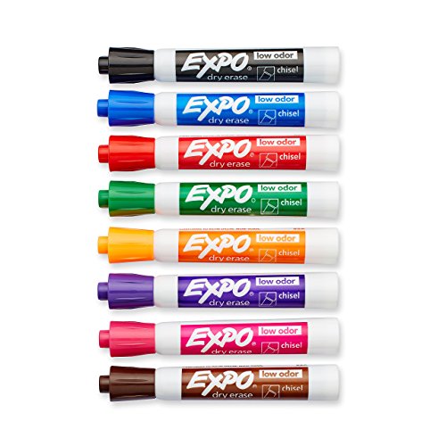 Book Cover EXPO Low Odor Dry Erase Markers, Chisel Tip, Assorted Colors, 8 Pack