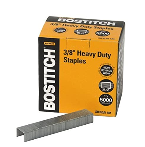 Book Cover Bostitch Heavy Duty Premium Staples, 25-55 Sheets, 0.375 Inch Leg, 5,000 Per Box (SB353/8-5M)