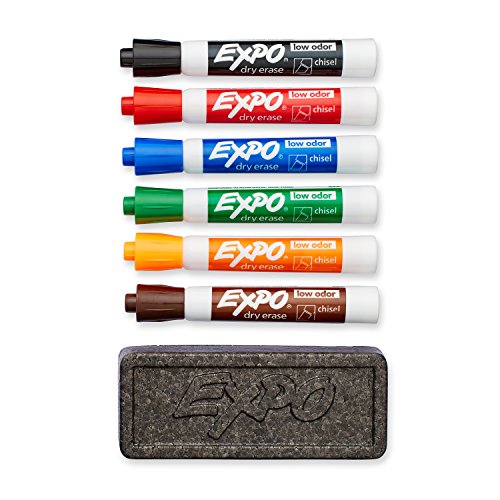 Book Cover EXPO 80556 Low-Odor Dry Erase Set, Chisel Tip, Assorted Colors, 7-Piece