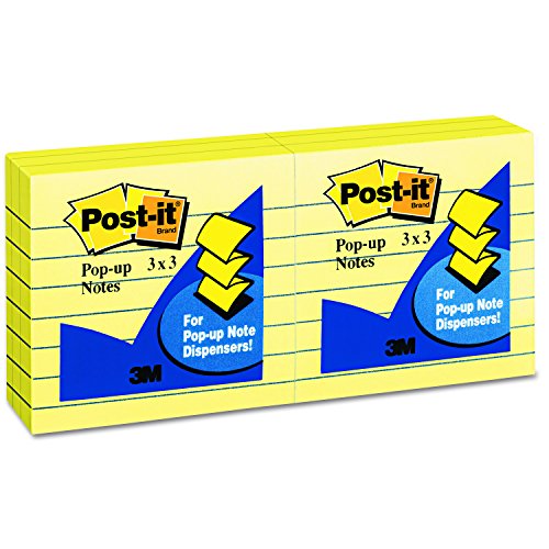 Book Cover Post-it Pop-up Notes R335YW Original Canary Yellow Pop-Up Refill, Lined, 3 x 3, 100-Sheet (Pack of 6)