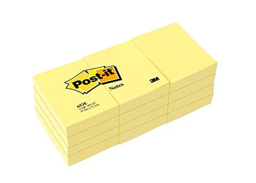 Book Cover Post-it Mini Notes, 1.5 in x 2 in, 12 Pads, America's #1 Favorite Sticky Notes, Canary Yellow, Clean Removal, Recyclable (653)