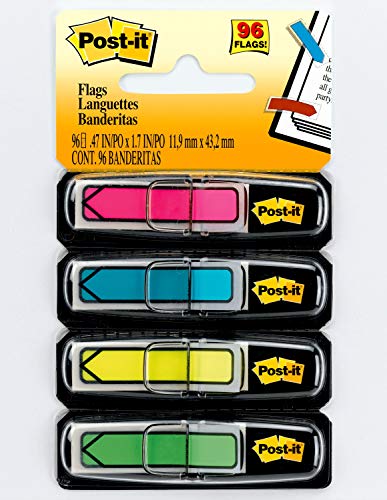 Book Cover Post-it Arrow Flags, Assorted Bright Colors.47 in Wide, 24/Dispenser, 4 Dispensers/Pack (684-ARR4)