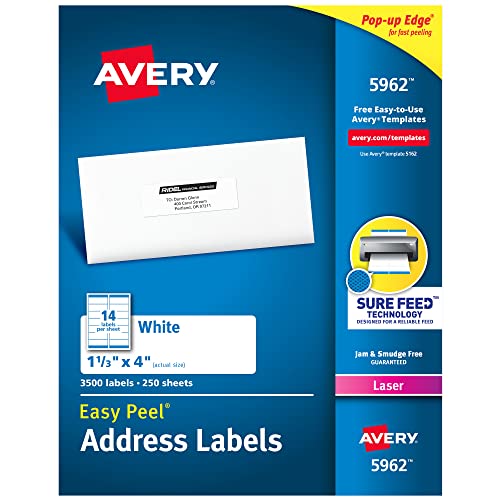 Book Cover Avery Easy Peel Address Labels for Laser Printers 1-1/3