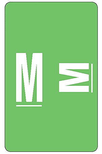 Book Cover Smead AlphaZ ACCS Color-Coded Alphabetic Labels, Letter M, Light Green, 100 Labels per Pack (67183)