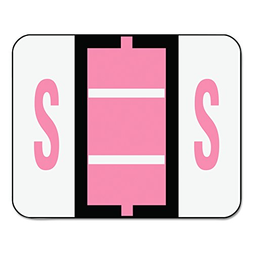 Book Cover Smead BCCR Bar-Style Alphabetic Color-Coded Labels, Letter S, Pink/White Bars, 500 Labels per Roll (67089)