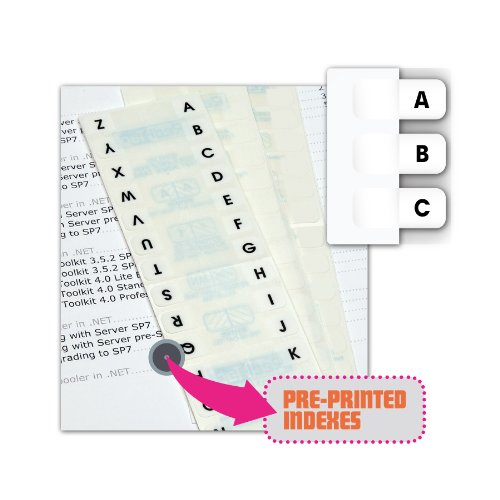 Book Cover Redi-Tag Pre-Printed Index Tabs, A to Z, Permanent Adhesive, 7/16