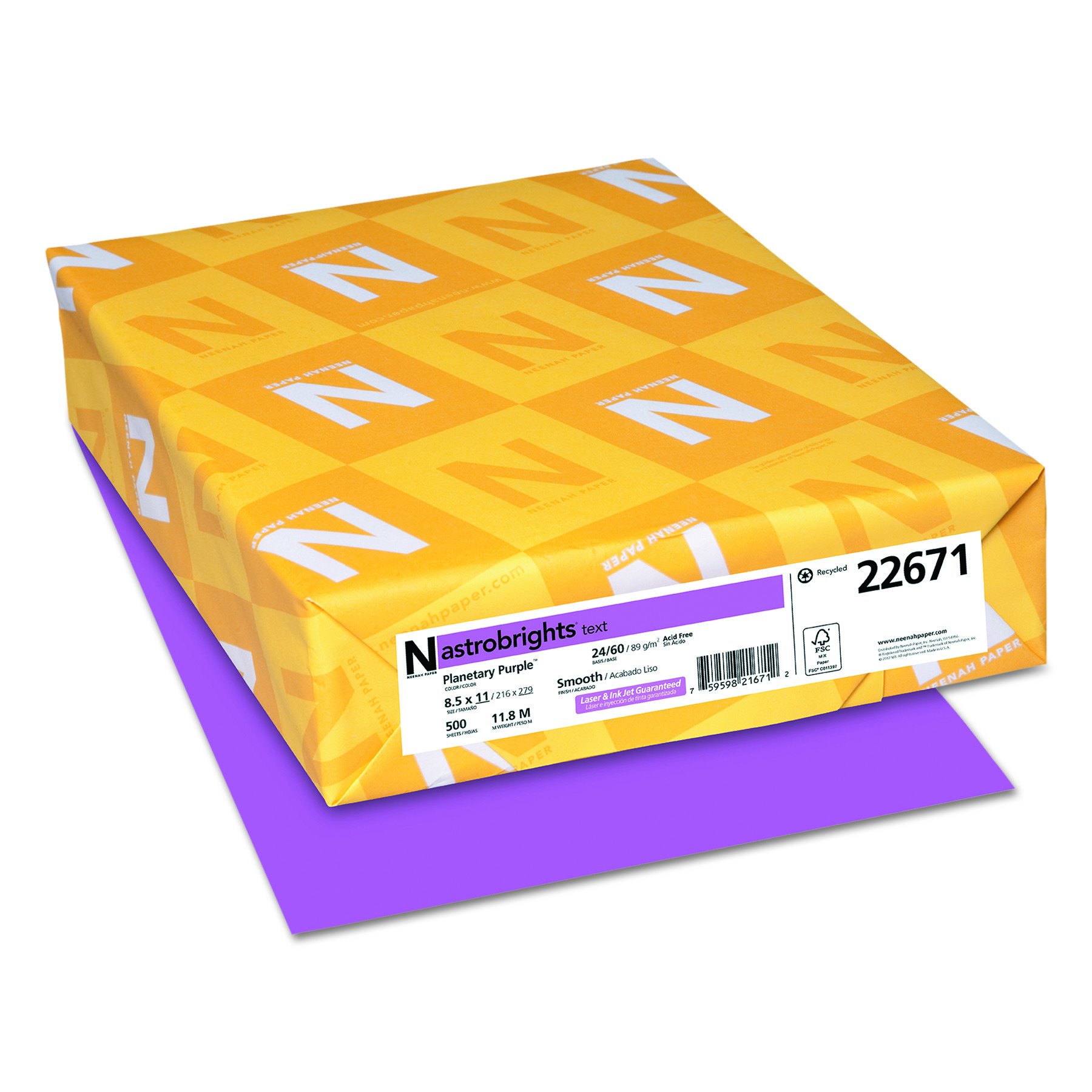 Book Cover Neenah Astrobrights Premium Color Paper, 24 lb, 8.5 x 11 Inches, 500 Sheets, Planetary Purple (22671)