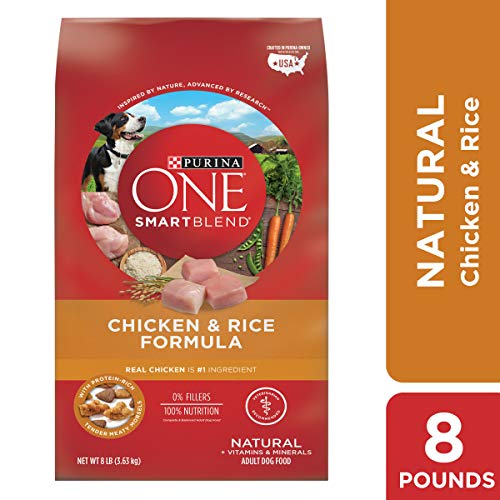 Book Cover Purina ONE Natural Dry Dog Food, SmartBlend Chicken & Rice Formula - 8 lb. Bag