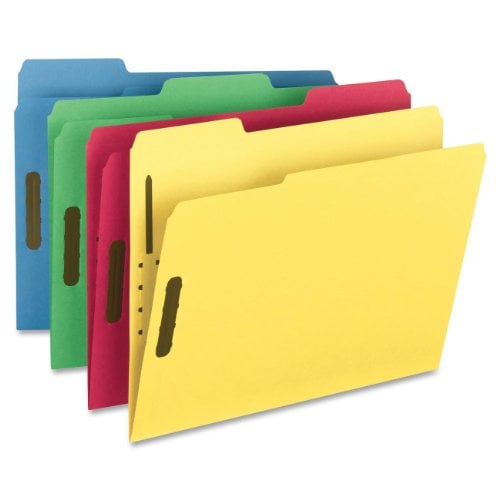 Book Cover Smead Fastener File Folder, 2 Fasteners, Reinforced 1/3-cut Tab, Letter Size, Assorted Colors, 50 Per Box (11975)