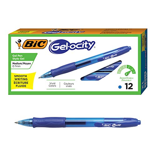 Book Cover BIC Gel-ocity Original Retractable Gel Pen, Medium Point (0.7 mm), Blue, 12-Count