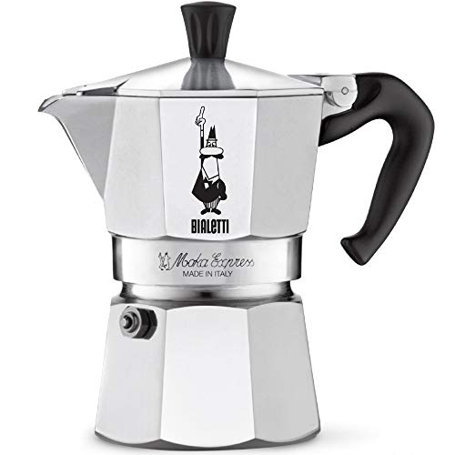 Book Cover The Original Bialetti Moka Express - 3 Cup Stovetop Coffee Maker with Safety Valve - brews 4.4 ounces