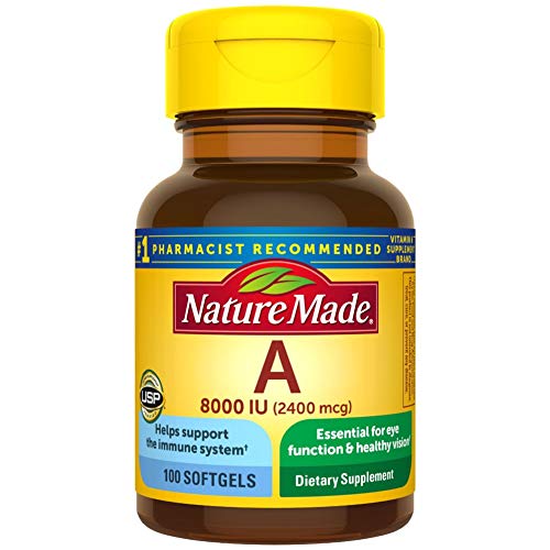 Book Cover Nature Made Vitamin A 2400 mcg (8000 IU) Softgels 100 Count for Eye Health