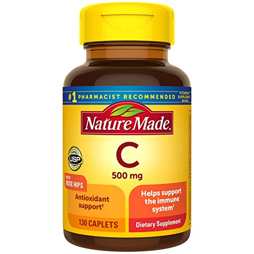 Book Cover Nature Made Vitamin C 500 mg Caplets with Rose Hips, 130 Count (Packaging May Vary)
