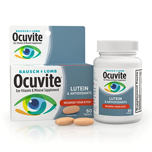 Book Cover Bausch & Lomb Ocuvite Eye Vitamin & Mineral Supplement, Contains Zinc, Vitamins A, C, E, & Lutein, Pink,Tablet, 60 Count