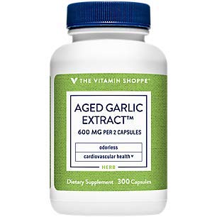 Book Cover Aged Garlic Extract 600mg Capsules, Odorless Natural Powder Extract, Herbal Supplement Provides Heart Health Support, Blood Pressure Support Healthy Immune System (300 Capsules) by The Vitamin Shoppe