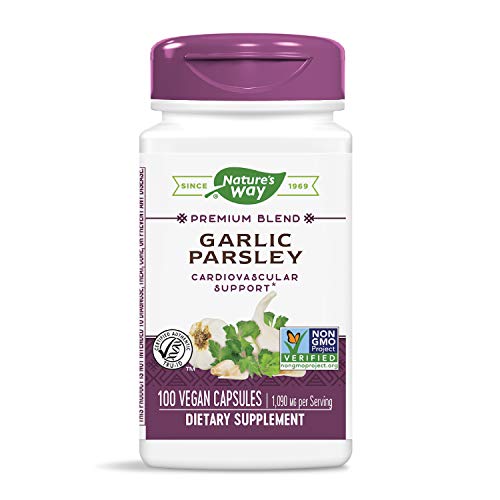 Book Cover Nature's Way Garlic Parsley, Premium Blend, Cardiovascular Support*, Non-GMO Project Verified, 1,090 mg per serving, 100 Vcaps