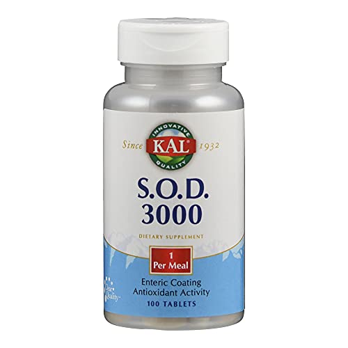 Book Cover KAL S.O.D. 3000 | Superoxide Dismutase and Catalase | Antioxidant Activity | Enteric Coated for Maximum Assimilation | Lab Verified | 100 Tablets