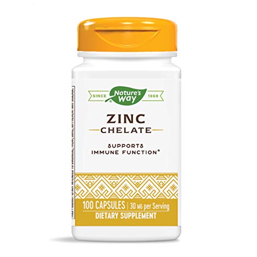Book Cover Nature's Way Zinc Chelate 30 Mg Potency Enhanced Absorption 100 Capsules, 100 Count