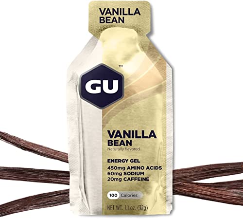 Book Cover GU Energy Original Sports Nutrition Energy Gel, 24-Count, Vanilla Bean