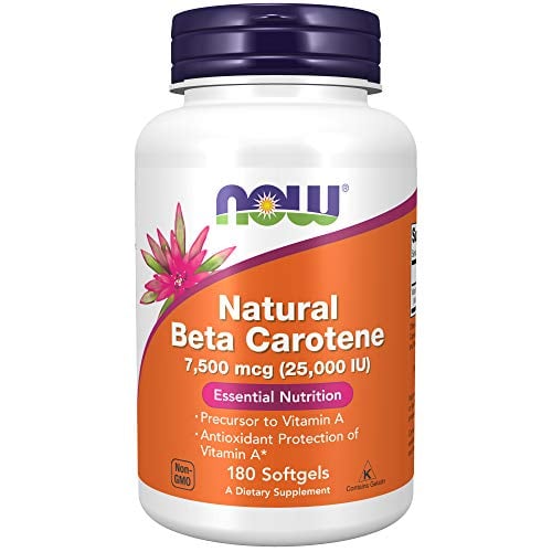 Book Cover NOW Supplements, Natural Beta Carotene 25,000 IU, Essential Nutrition, 180 Softgels
