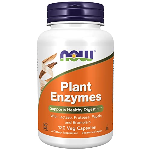 Book Cover NOW Supplements, Plant Enzymes with Lactase, Protease, Papain and Bromelain, 120 Veg Capsules