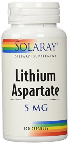 Book Cover Solaray Lithium Aspartate, 5mg, 100 Capsules