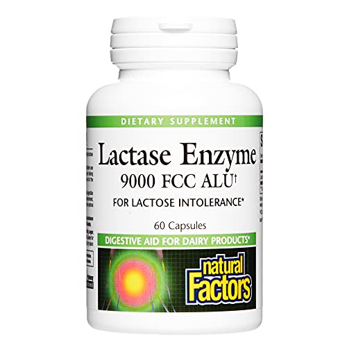 Book Cover Natural Factors, Lactase Enzyme, Digestive Aid For Lactose and Dairy Intolerance, 60 Capsules