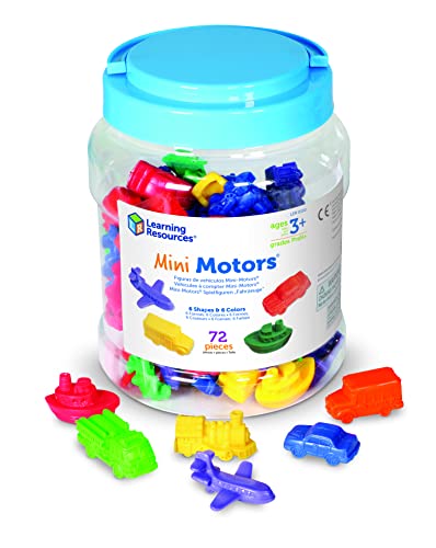 Book Cover Learning Resources Mini Motors Counting and Sorting Fun Set - 72 Pieces, Ages 3+ Car Counters for Kids, Preschool Math Counters, Math for Preschoolers